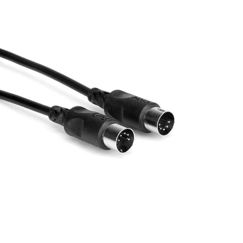 Black Hosa MID-305BK cable with two five-pin MIDI plugs.